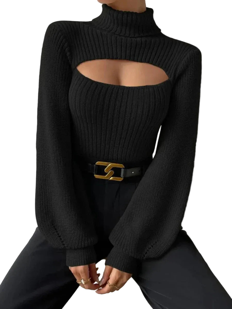 Top de punto de manga larga