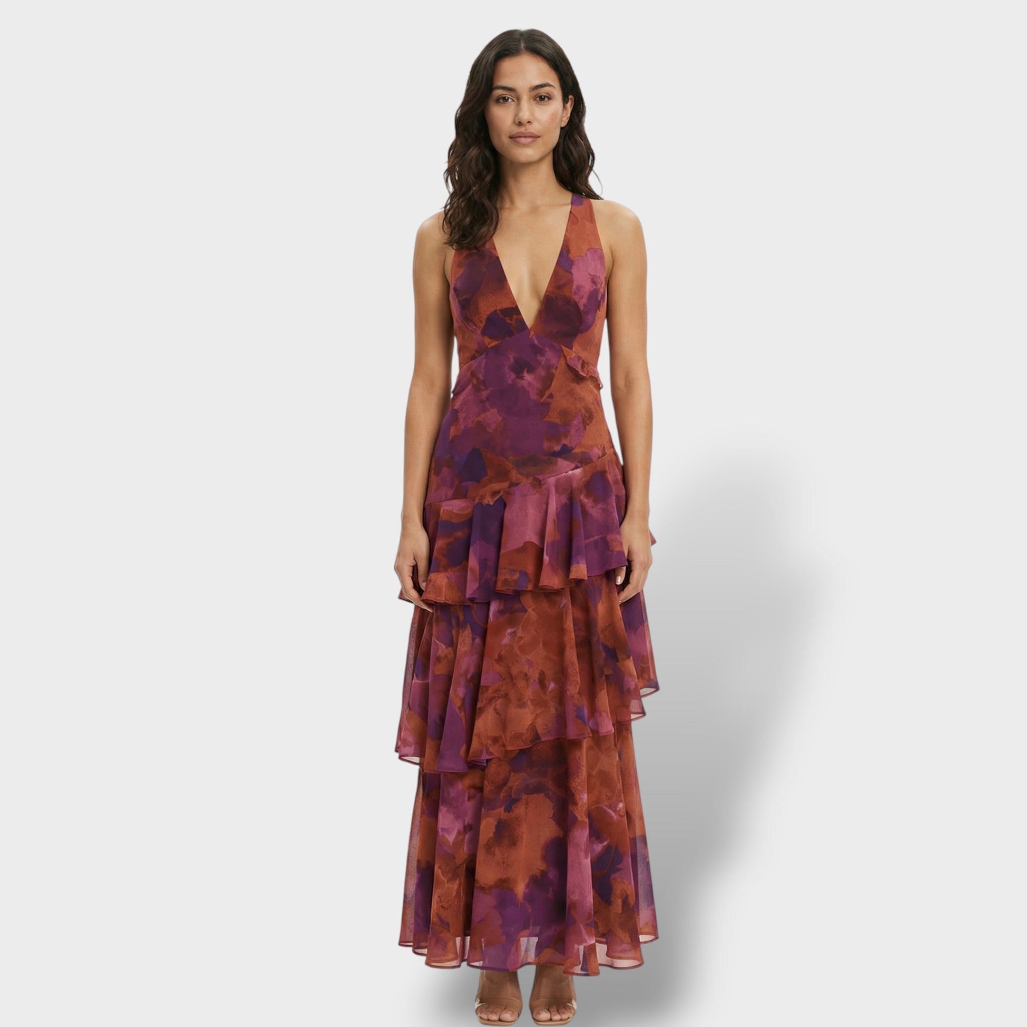 Vestido Largo Elegante con Escote en V